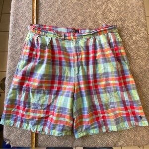 Vintage Polo Ralph Lauren Plaid Cotton Shorts Adjustable Belts Men’s 36